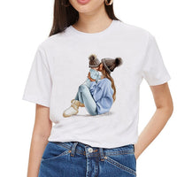 SexeMara Super Mom T shirt Women Mother's Love Print White T-shirt Harajuku Mama TShirt Vogue Tops tee shirt Femme Vogue Summer