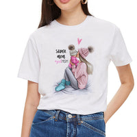 SexeMara Super Mom T shirt Women Mother's Love Print White T-shirt Harajuku Mama TShirt Vogue Tops tee shirt Femme Vogue Summer