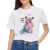 SexeMara Super Mom T shirt Women Mother's Love Print White T-shirt Harajuku Mama TShirt Vogue Tops tee shirt Femme Vogue Summer