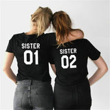 Women Fashion Summer  Best Friends T shirt SISTER 01 SISTER 02 SISTER 03 Tee Shirt Short Sleeve sister outfit