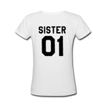 Women Fashion Summer  Best Friends T shirt SISTER 01 SISTER 02 SISTER 03 Tee Shirt Short Sleeve sister outfit