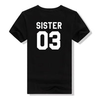 Women Fashion Summer  Best Friends T shirt SISTER 01 SISTER 02 SISTER 03 Tee Shirt Short Sleeve sister outfit