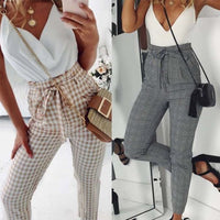 New Womens Sweatpants Plaid Pleated Zipper Casual Jogger Dance Harem Pants Sports Baggy Slacks Casual Trouser