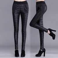 Winter double-sided down cotton trousers thicker women wear high-waist pencil pants windproof warm winter trousers