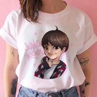 bangtan boys t shirt women korean style Oversized kpop tshirt female ulzzang harajuku JIN SUGA J HOPE JIMIN V JUNGKOOK t-shirt