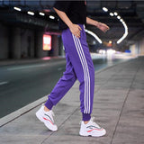 Women Pants Autumn 2019 Classic Side Striped Streetwear Jogger Harem Trousers Elastic Waist Ladies Sweatpants Black/Purple/Red