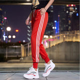 Women Pants Autumn 2019 Classic Side Striped Streetwear Jogger Harem Trousers Elastic Waist Ladies Sweatpants Black/Purple/Red