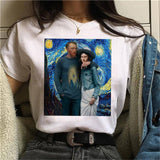 LUSLOS mona lisa chewing gum t shirt women female new fashion top summer tshirt aesthetic funny Grunge femme hip hop t-shirt