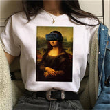 LUSLOS mona lisa chewing gum t shirt women female new fashion top summer tshirt aesthetic funny Grunge femme hip hop t-shirt