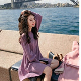 New Spring Korea Dress Women Knitting Oversize Autumn Midi Dress Lantern sleeve Fashion Sweater Dresses