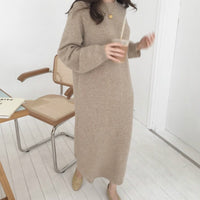 Women autumn Winter Long Sweater Dress Female Long Sleeve Straight Knitted jumper dresses cozy oversized pullover