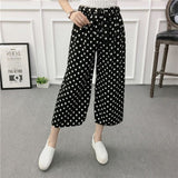 ETOSELL Women New Summer Wide Leg Pants Casual Loose High Elastic Waist Harem Pants Loose Belt Striped Elasticated Trousers