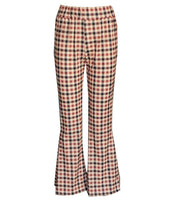 Vintage Plaid Women Girls High Waist Bell Bottom Long Flare Pants Stretch Boho Hippie Bell-Bottom Pants