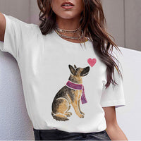 Dachshund Pug Teckel Funny T Shirt Women Harajuku Cute French Bulldog Frances German Shepherd T-shirt Pit Bull Tshirt Top Female