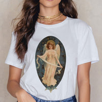 Angel 90s Fashion T Shirt Women Kawaii Print Short Sleeved O-neck T-shirt Vintage Vogue Ullzang Tshirt Harajuku Top Tees Female