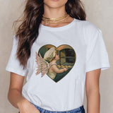 Angel 90s Fashion T Shirt Women Kawaii Print Short Sleeved O-neck T-shirt Vintage Vogue Ullzang Tshirt Harajuku Top Tees Female