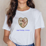 Angel 90s Fashion T Shirt Women Kawaii Print Short Sleeved O-neck T-shirt Vintage Vogue Ullzang Tshirt Harajuku Top Tees Female