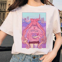 Sailor Moon 90s funny T Shirt Harajuku clothes Tshirt Aesthetic cat Anime Women Cute Female T-shirt Kawaii Tees Fashion Ullzang