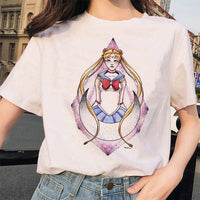 Sailor Moon 90s funny T Shirt Harajuku clothes Tshirt Aesthetic cat Anime Women Cute Female T-shirt Kawaii Tees Fashion Ullzang