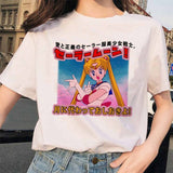 Sailor Moon 90s funny T Shirt Harajuku clothes Tshirt Aesthetic cat Anime Women Cute Female T-shirt Kawaii Tees Fashion Ullzang