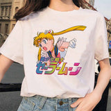 Sailor Moon 90s funny T Shirt Harajuku clothes Tshirt Aesthetic cat Anime Women Cute Female T-shirt Kawaii Tees Fashion Ullzang