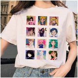 Sailor Moon 90s funny T Shirt Harajuku clothes Tshirt Aesthetic cat Anime Women Cute Female T-shirt Kawaii Tees Fashion Ullzang