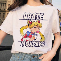 Sailor Moon 90s funny T Shirt Harajuku clothes Tshirt Aesthetic cat Anime Women Cute Female T-shirt Kawaii Tees Fashion Ullzang