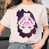 Sailor Moon 90s funny T Shirt Harajuku clothes Tshirt Aesthetic cat Anime Women Cute Female T-shirt Kawaii Tees Fashion Ullzang