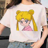 Sailor Moon 90s funny T Shirt Harajuku clothes Tshirt Aesthetic cat Anime Women Cute Female T-shirt Kawaii Tees Fashion Ullzang