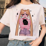 Sailor Moon 90s funny T Shirt Harajuku clothes Tshirt Aesthetic cat Anime Women Cute Female T-shirt Kawaii Tees Fashion Ullzang