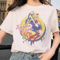 Sailor Moon 90s funny T Shirt Harajuku clothes Tshirt Aesthetic cat Anime Women Cute Female T-shirt Kawaii Tees Fashion Ullzang