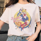 Sailor Moon 90s funny T Shirt Harajuku clothes Tshirt Aesthetic cat Anime Women Cute Female T-shirt Kawaii Tees Fashion Ullzang