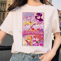 Sailor Moon 90s funny T Shirt Harajuku clothes Tshirt Aesthetic cat Anime Women Cute Female T-shirt Kawaii Tees Fashion Ullzang