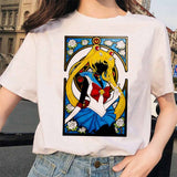 Sailor Moon 90s funny T Shirt Harajuku clothes Tshirt Aesthetic cat Anime Women Cute Female T-shirt Kawaii Tees Fashion Ullzang