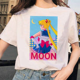 Sailor Moon 90s funny T Shirt Harajuku clothes Tshirt Aesthetic cat Anime Women Cute Female T-shirt Kawaii Tees Fashion Ullzang