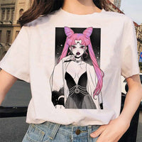 Sailor Moon 90s funny T Shirt Harajuku clothes Tshirt Aesthetic cat Anime Women Cute Female T-shirt Kawaii Tees Fashion Ullzang